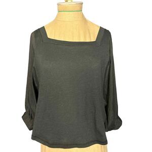 Anthropologie Akemi & Kim Cotton Black Dressy Work Blouse Size XXS